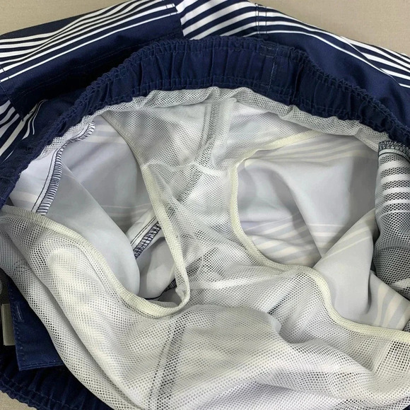 Lands' End Swimwear Drawstring Lined Swim Trunks Shorts XL 40/42 Blue Stripes - Picture 7 of 14